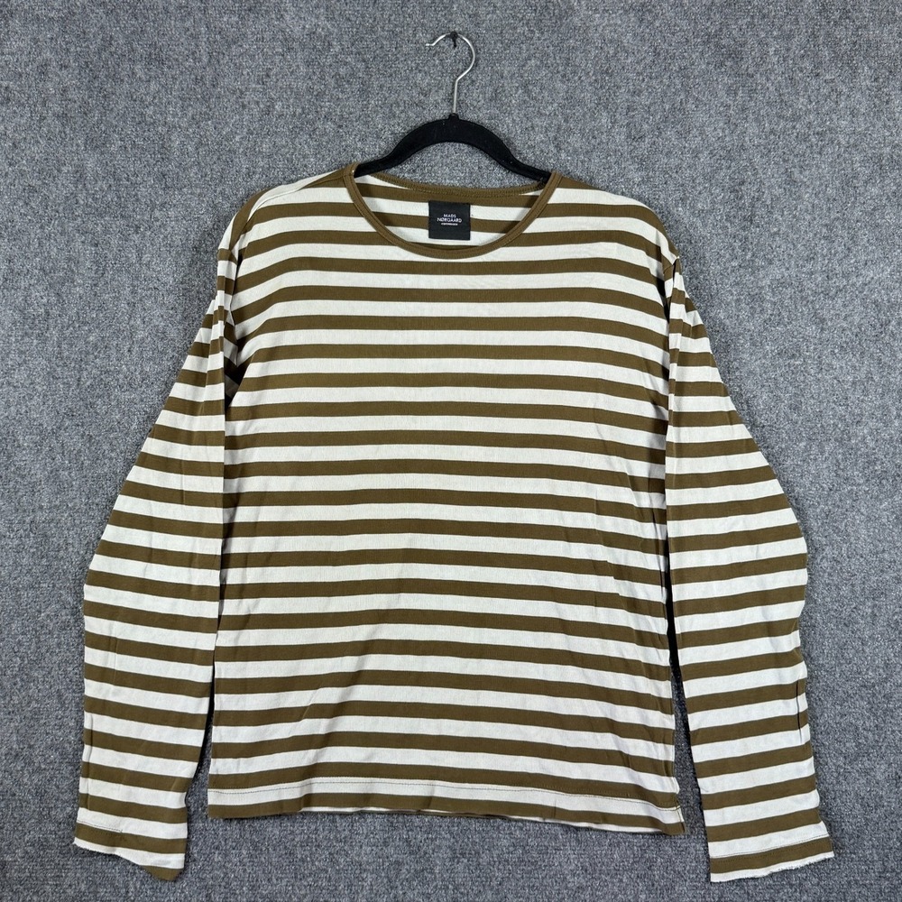 Mads Nørgaard Copenhagen Midi Rib Tobias Tee LS Green Cream Size Small #3472